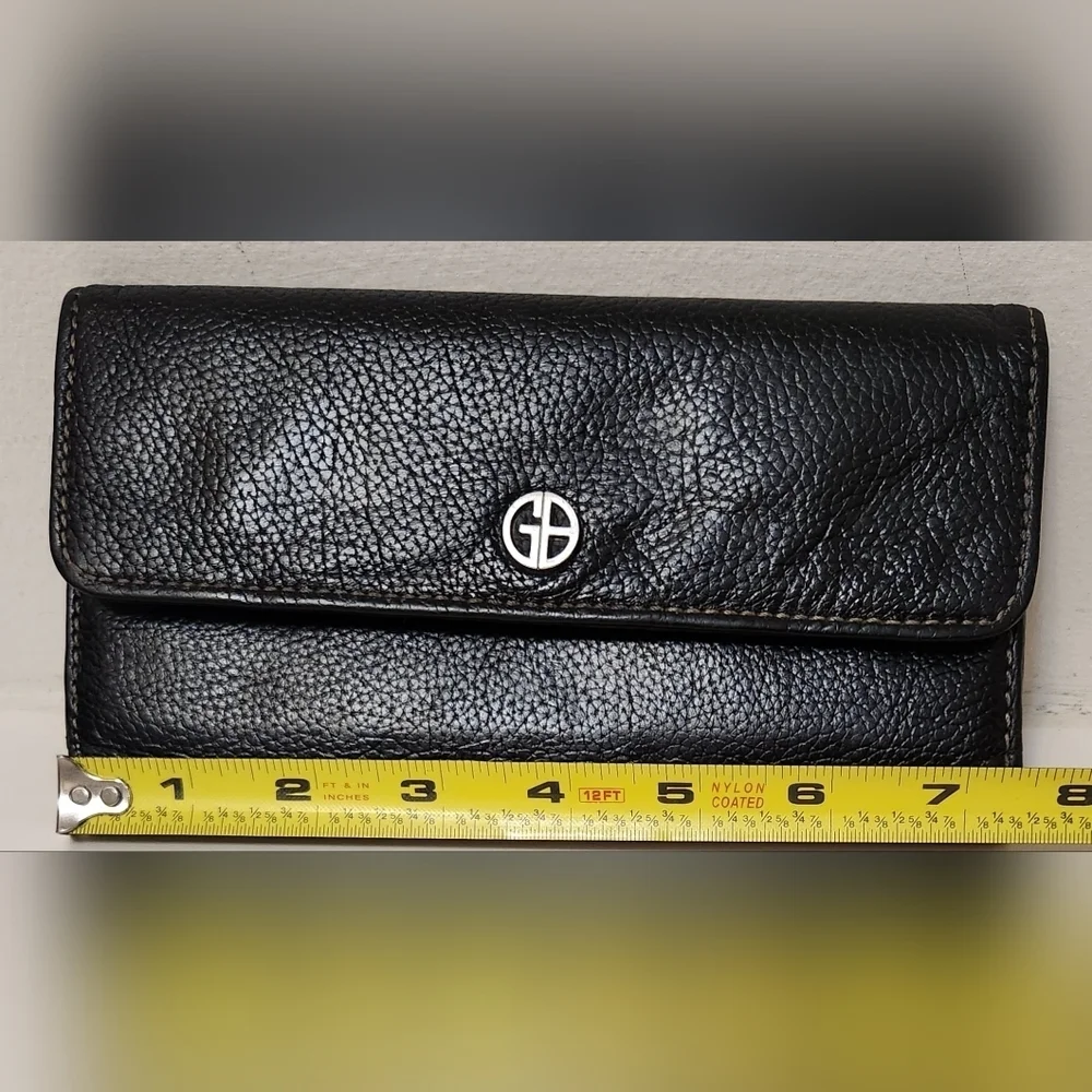 GIANI BERNINI Black Leather Tri-Fold Wallet EUC
